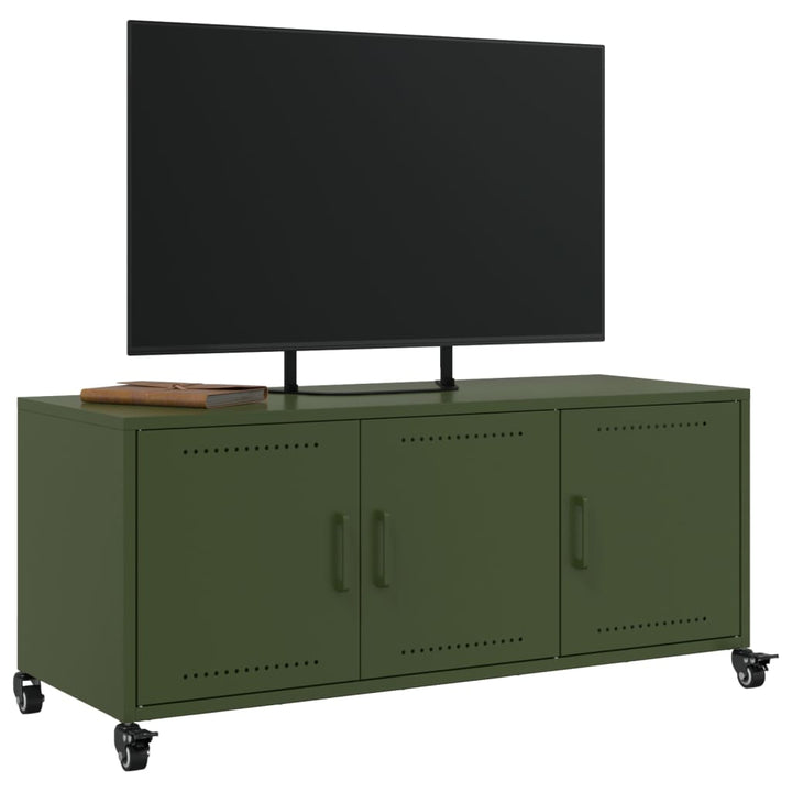 Tv-Schrank Oliv 100,5X39X43,5 Cm Kaltgewalzter Stahl