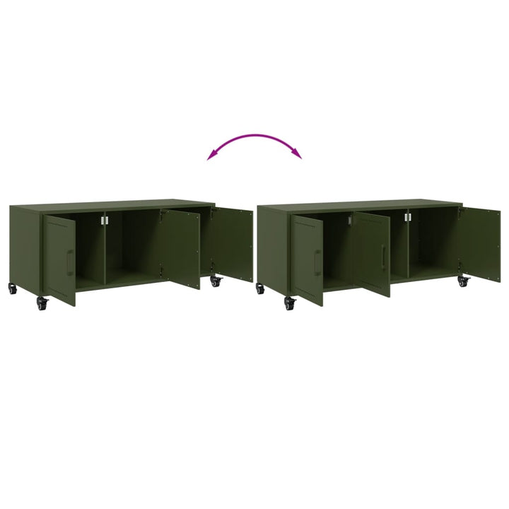 Tv-Schrank Oliv 100,5X39X43,5 Cm Kaltgewalzter Stahl