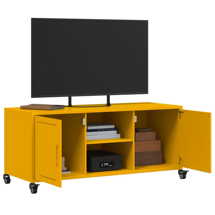 Tv-Schrank Senf 100,5X39X43,5 Cm Kaltgewalzter Stahl