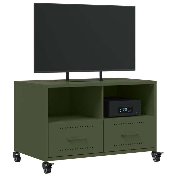 Tv-Schrank Oliv 68X39X43,5 Cm Kaltgewalzter Stahl