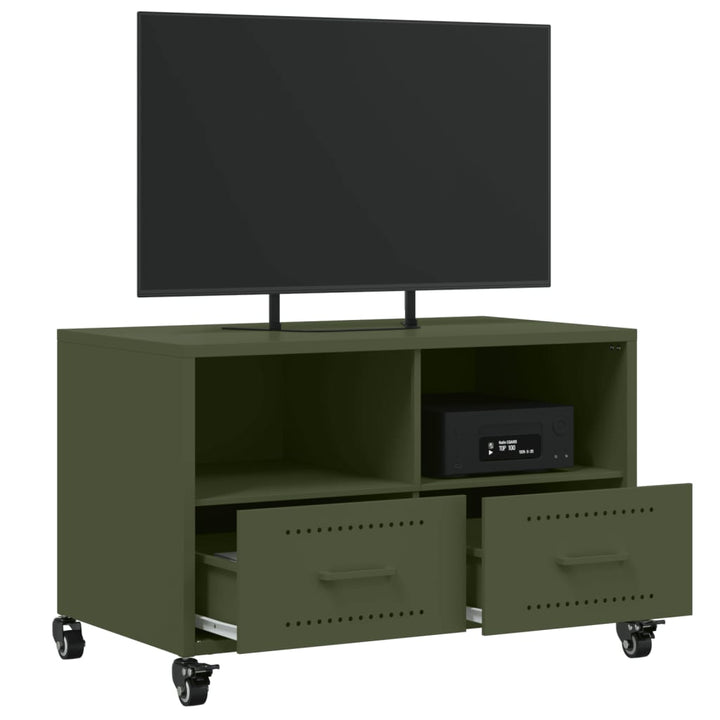 Tv-Schrank Oliv 68X39X43,5 Cm Kaltgewalzter Stahl