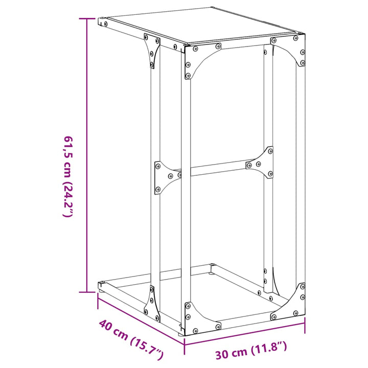 Beistelltisch Mit Glasplatte 40X30X61,5 Cm Stahl