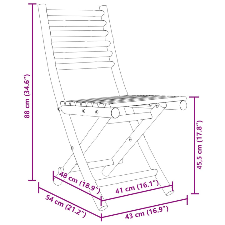 Gartenstühle 2 Stk. Klappbar 43X54X88 Cm Bambus