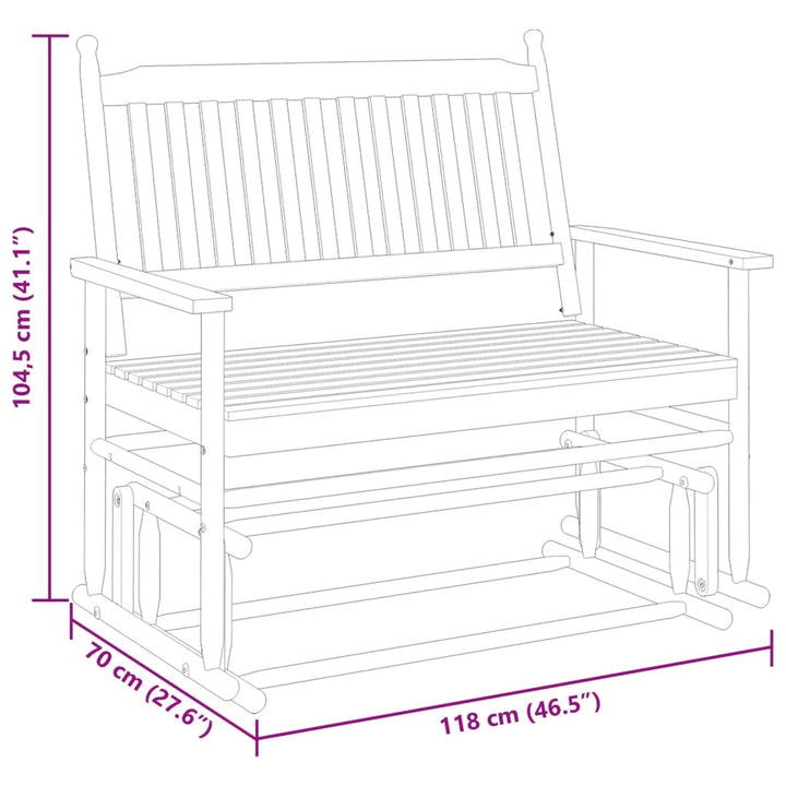 Schaukelbank 118X70X104,5 Cm Massivholz Pappel