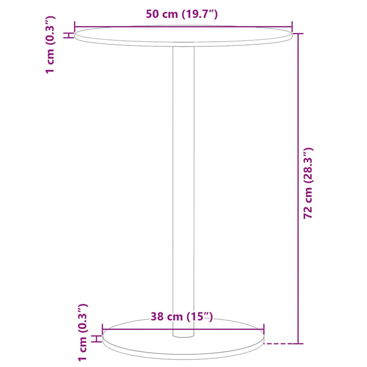 Gartentisch Rund Schwarz Ø50X72 Cm Stahl Natürlich Imprägniert