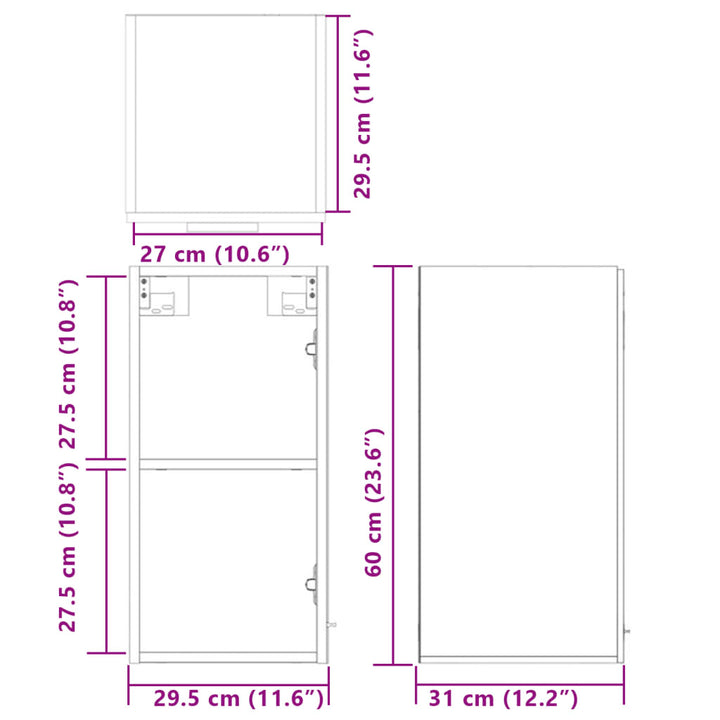 Hängeschrank Sonoma-Eiche 29,5X31X60 Cm Holzwerkstoff Sonoma Eiche