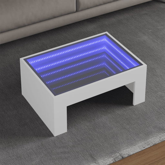 Couchtisch Mit Infinity-Led 70X50X30 Cm Weiß