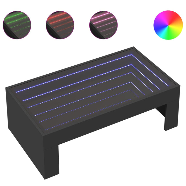 Couchtisch Mit Infinity-Led 90X50X30 Cm Schwarz