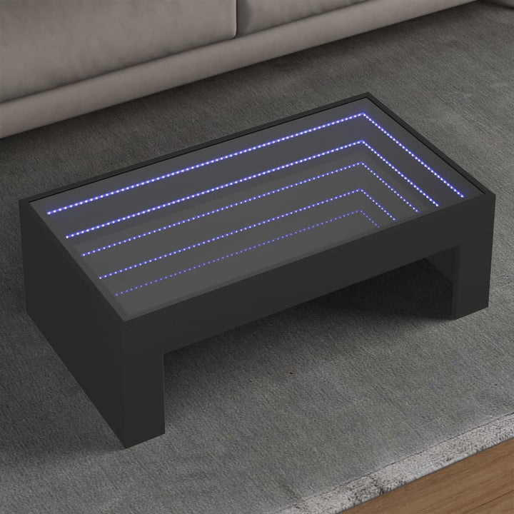 Couchtisch Mit Infinity-Led 90X50X30 Cm Schwarz