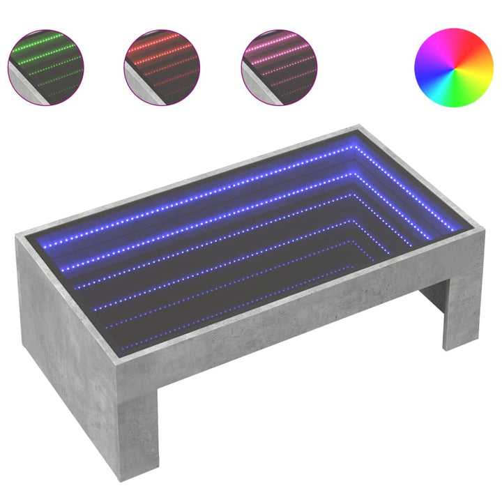 Couchtisch Mit Infinity-Led 90X50X30 Cm Betongrau