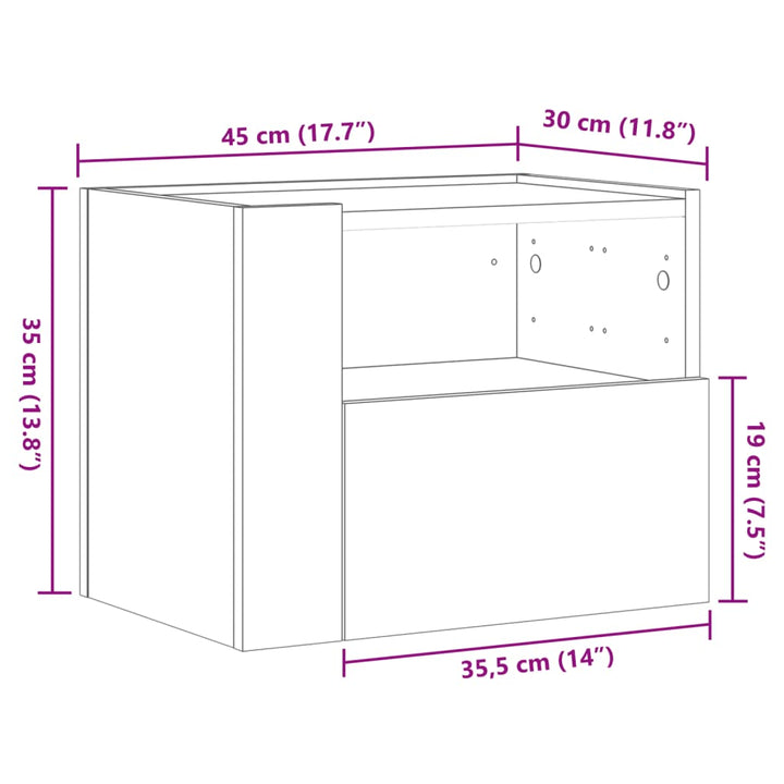 Wand-Nachttisch Sonoma-Eiche 45X30X35 Cm