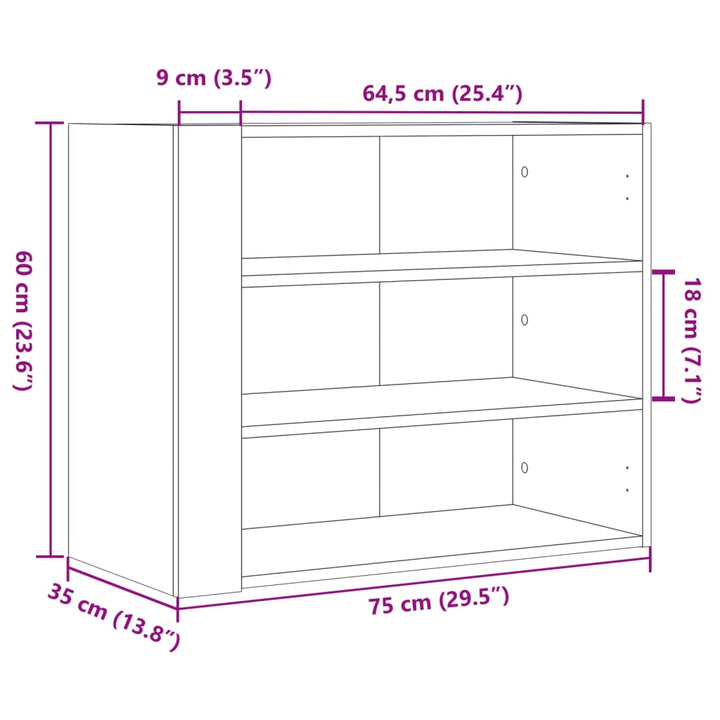 Wandregal 75X35X60 Cm Holzwerkstoff