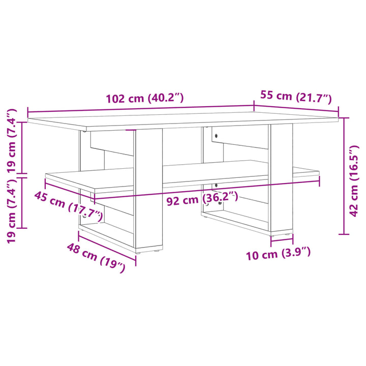 Couchtisch 102X55X42 Cm Holzwerkstoff