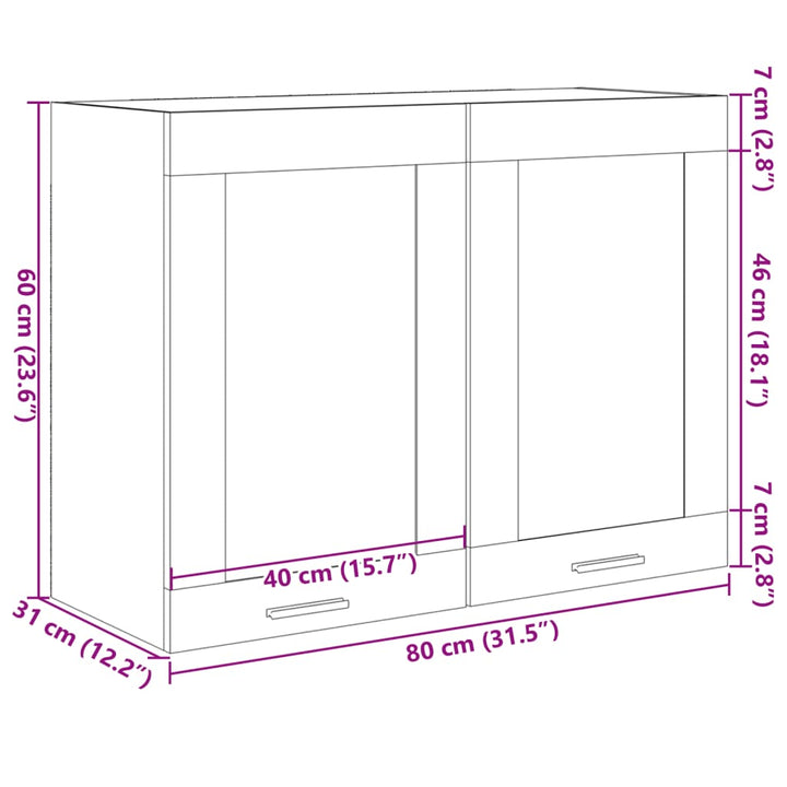 Hängeglasschrank Sonoma-Eiche 80X31X60 Cm Holzwerkstoff Sonoma Eiche