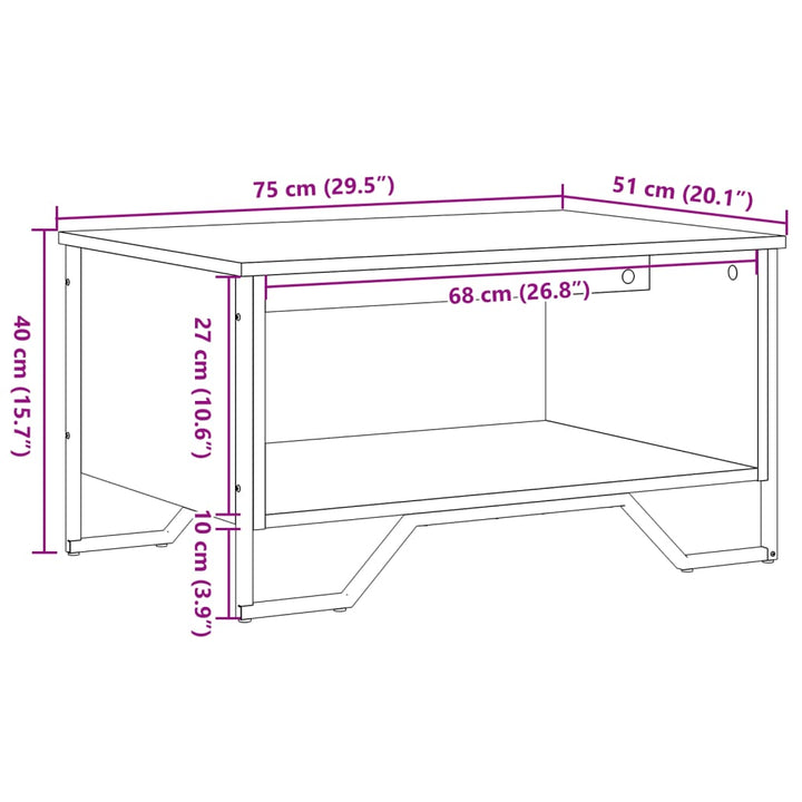 Couchtisch 75X51X40 Cm Holzwerkstoff