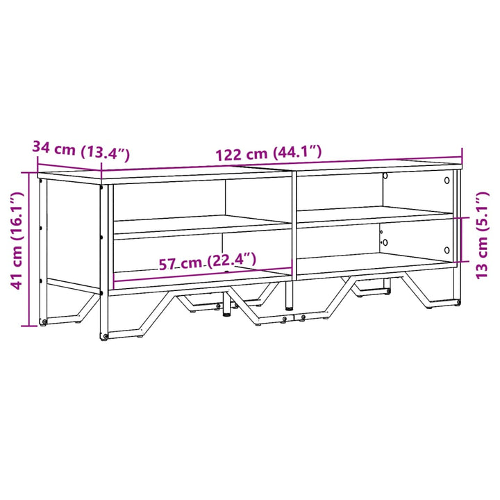 Tv-Schrank Braun Eichen-Optik 122X34X41 Cm Holzwerkstoff