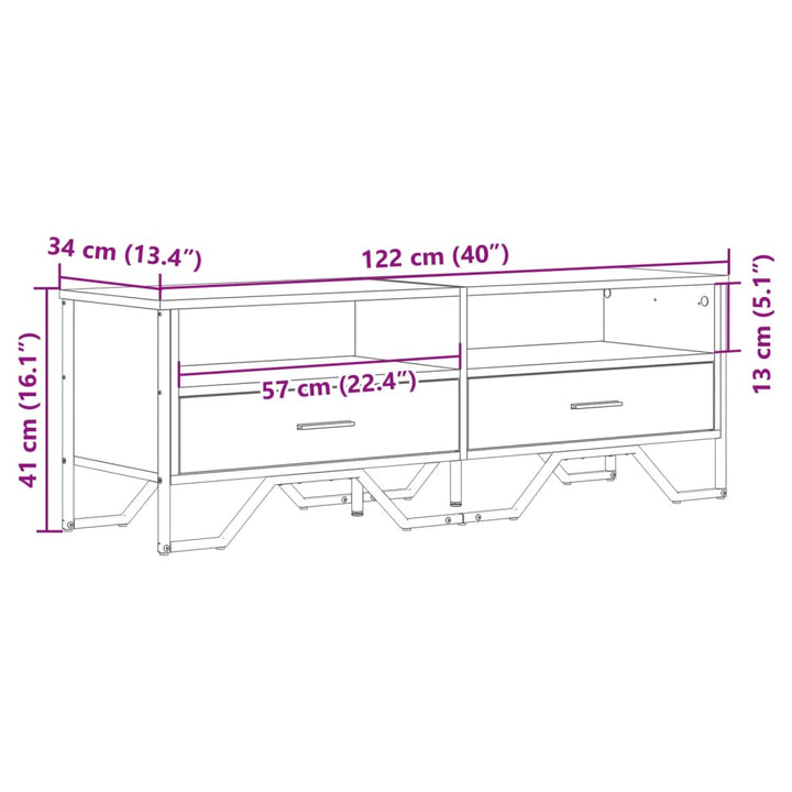 Tv-Schrank Sonoma-Eiche 122X34X41 Cm Holzwerkstoff