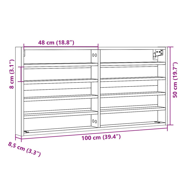 Vitrinenschrank Sonoma-Eiche 100X8,5X50 Cm Holzwerkstoff