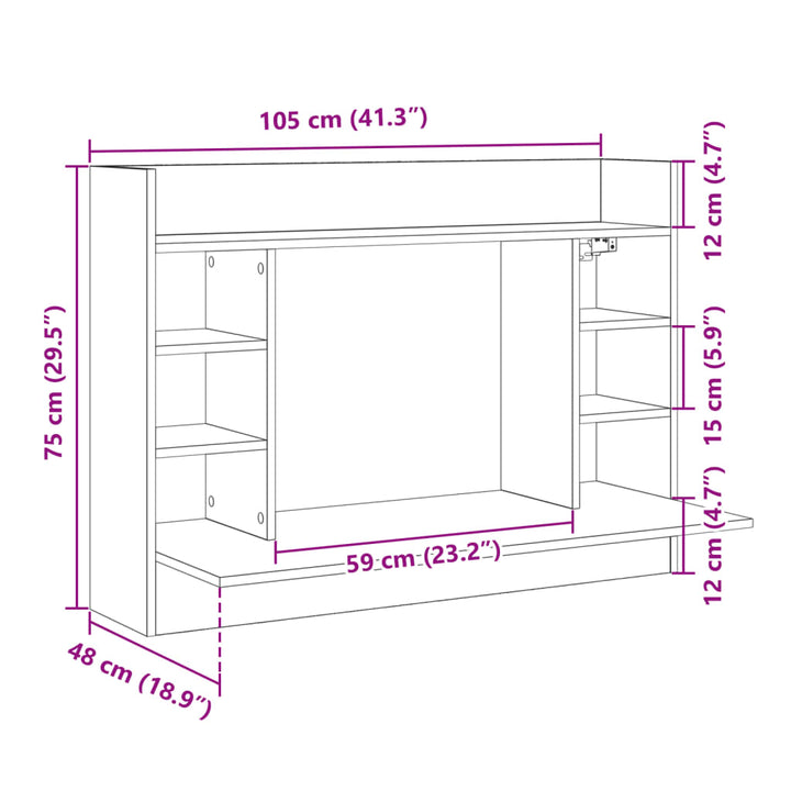 Wand-Schreibtisch Betongrau 105X48X75 Cm Holzwerkstoff