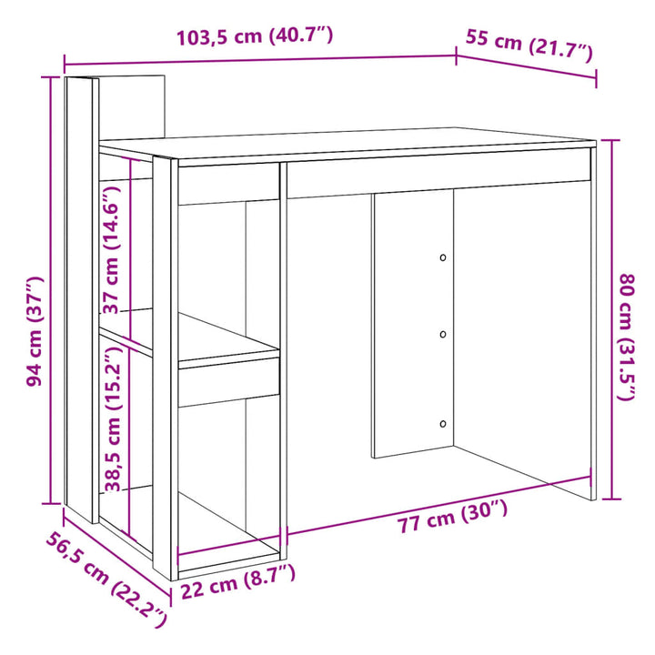 Schreibtisch 103,5X56,5X94 Cm Holzwerkstoff