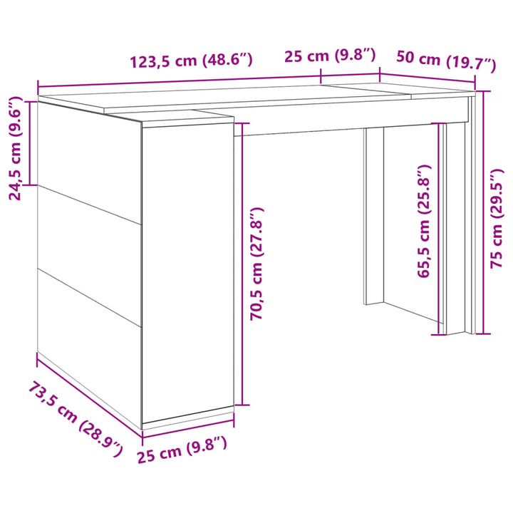 Schreibtisch 123,5X73,5X75 Cm Holzwerkstoff