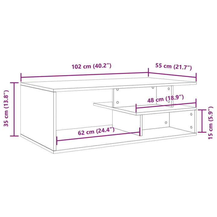 Couchtisch 102X55X35 Cm Holzwerkstoff