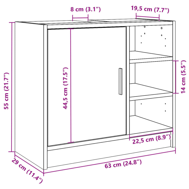 Waschbeckenschrank Braun Eichen-Optik Holzwerkstoff