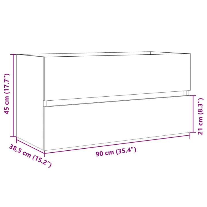 Waschbeckenunterschrank Sonoma-Eiche 90X38,5X45Cm Holzwerkstoff