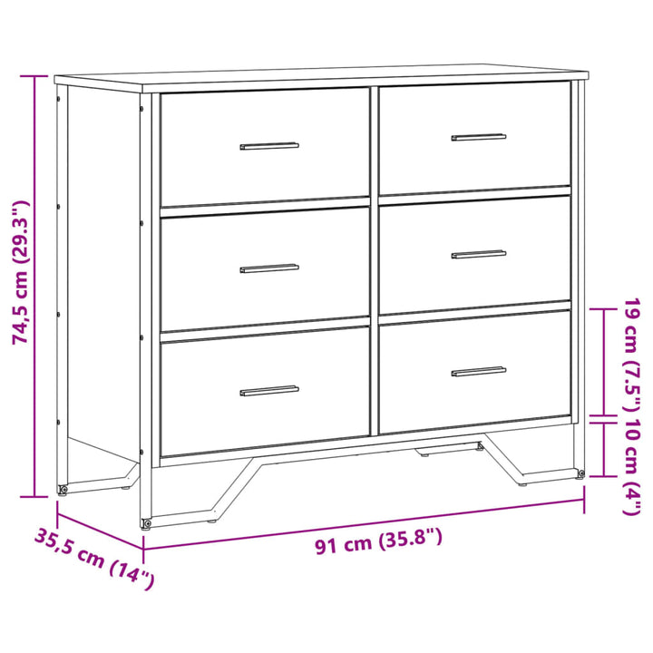 Kommode 91X35,5X74,5 Cm Holzwerkstoff