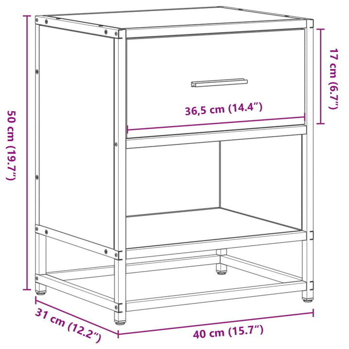 Nachttisch Braun Eichen-Optik 40X31X50 Cm Holzwerkstoff