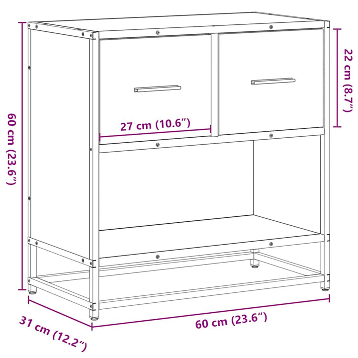 Nachttisch 60X31X60 Cm Holzwerkstoff Und Metall