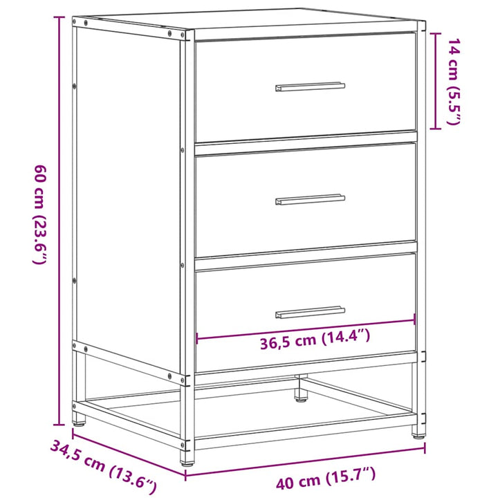 Nachttisch 40X34,5X60 Cm Holzwerkstoff Und Metall