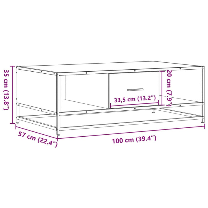 Couchtisch 100X57X35 Cm Holzwerkstoff Und Metall