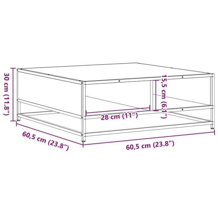 Couchtisch Braun Eiche 60,5X60,5X30 Cm Holzwerkstoff Und Metall