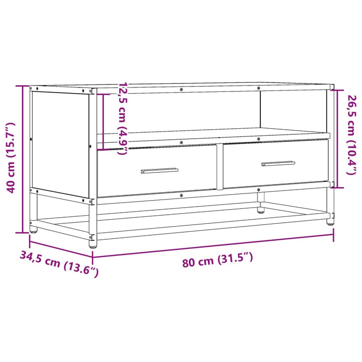 Tv-Schrank 80X34,5X40 Cm Holzwerkstoff Und Metall