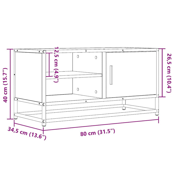 Tv-Schrank 80X34,5X40 Cm Holzwerkstoff Und Metall