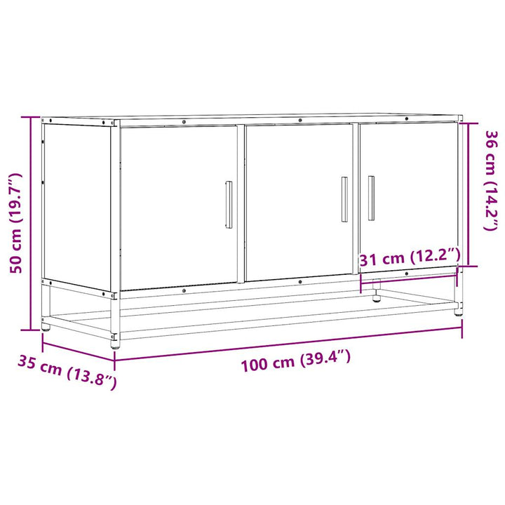 Tv-Schrank 100X35X50 Cm Holzwerkstoff Und Metall