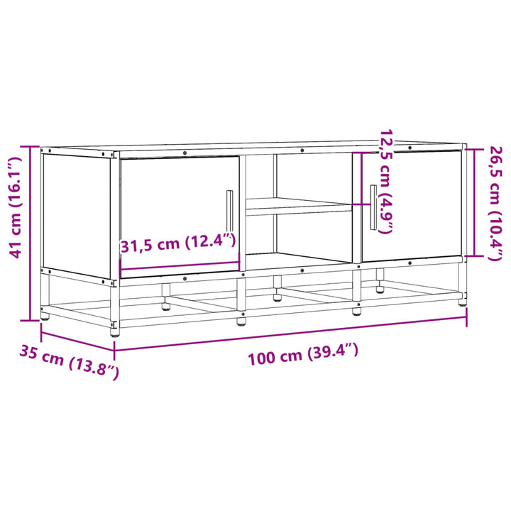 Tv-Schrank 100X35X41 Cm Holzwerkstoff Und Metall