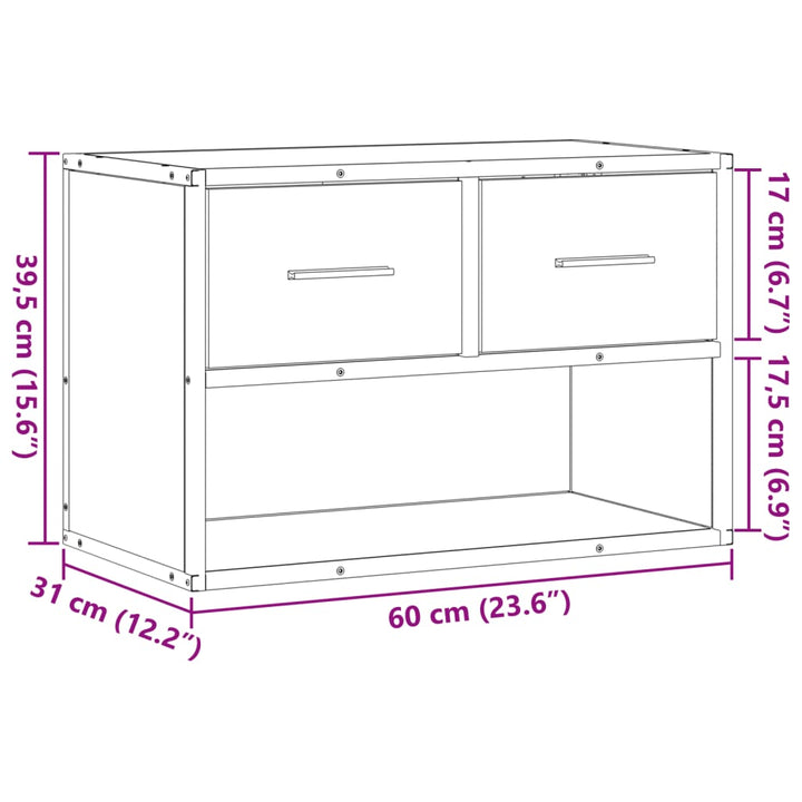 Tv-Schrank Sonoma-Eiche 60X31X39,5 Cm Holzwerkstoff Und Metall