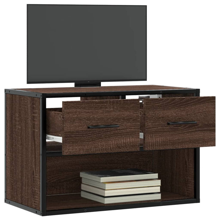 Tv-Schrank Braun Eiche 60X31X39,5 Cm Holzwerkstoff Und Metall