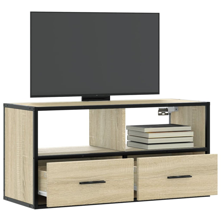 Tv-Schrank Sonoma-Eiche 60X31X39,5 Cm Holzwerkstoff Und Metall