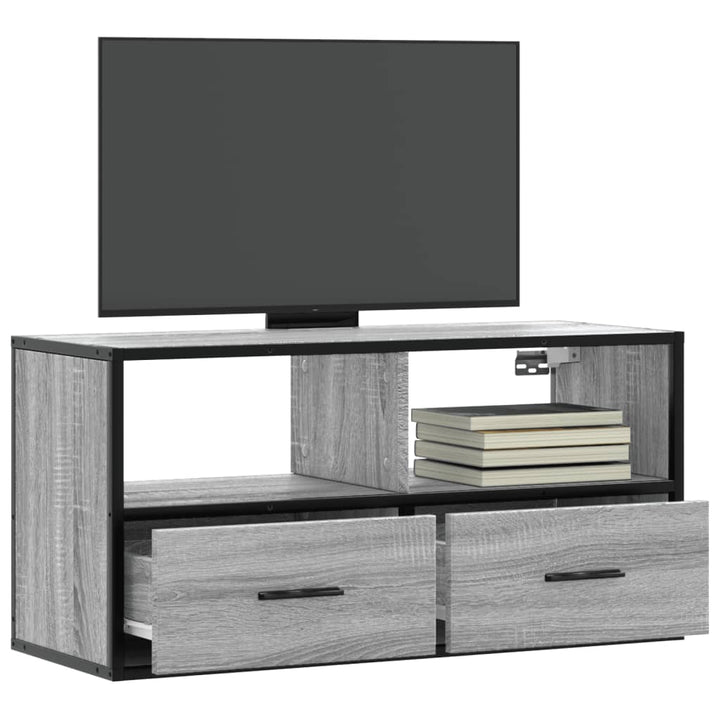 Tv-Schrank Braun Eiche 60X31X39,5 Cm Holzwerkstoff Und Metall