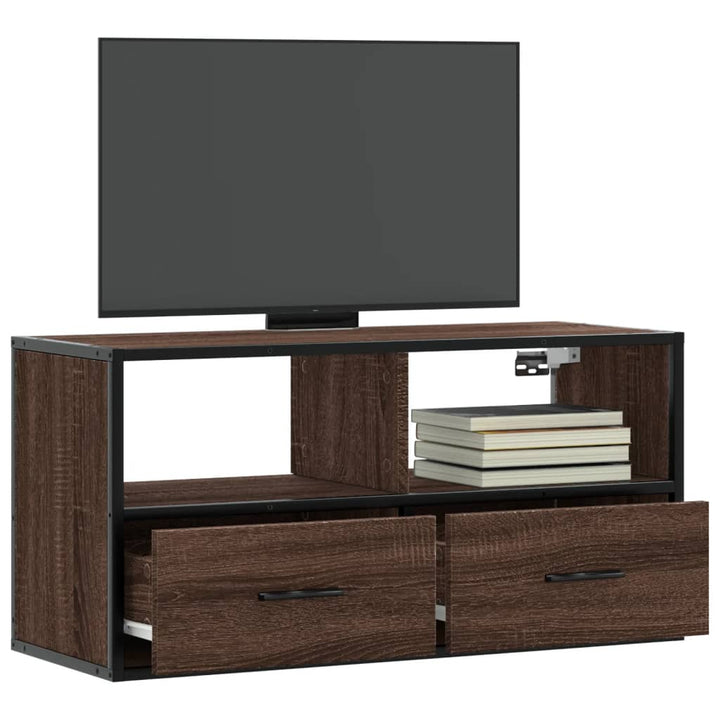 Tv-Schrank Braun Eiche 60X31X39,5 Cm Holzwerkstoff Und Metall