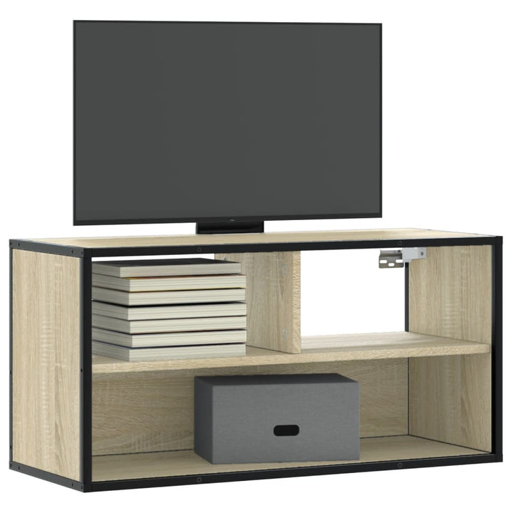 Tv-Schrank Sonoma-Eiche 100X31X39,5 Cm Holzwerkstoff Und Metall