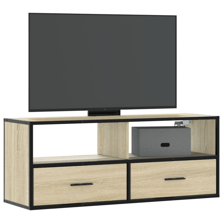 Tv-Schrank Braun Eiche 60X31X39,5 Cm Holzwerkstoff Und Metall