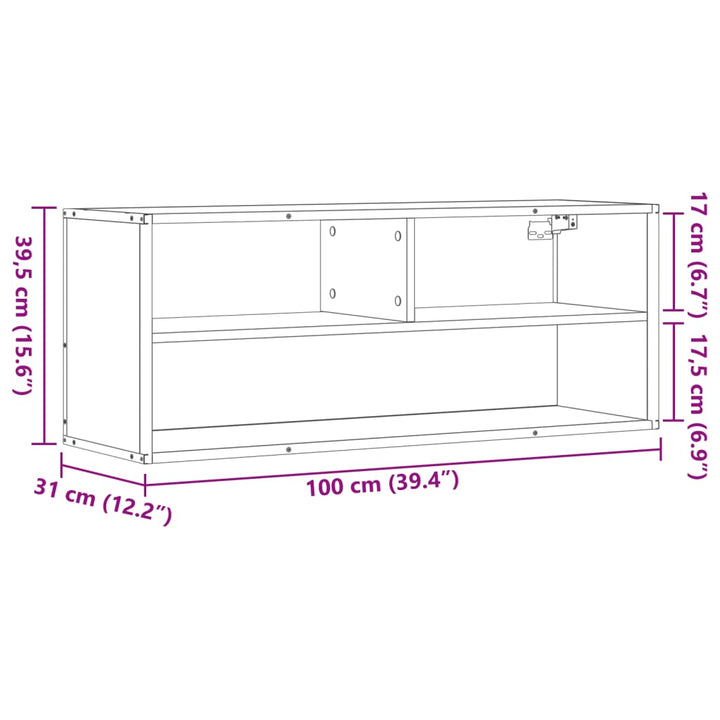 Tv-Schrank Sonoma-Eiche 100X31X39,5 Cm Holzwerkstoff Und Metall