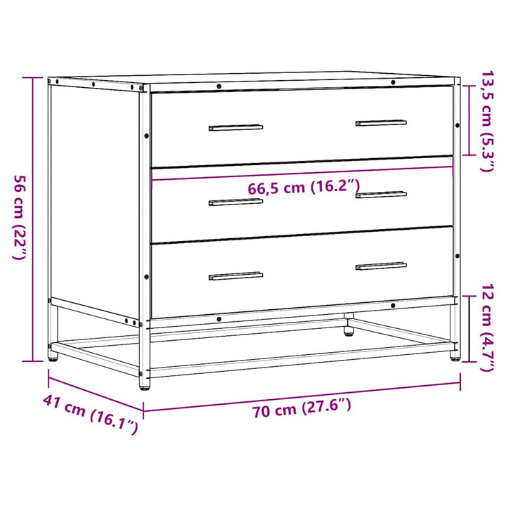 Schubladenschrank 70X41X56 Cm Holzwerkstoff