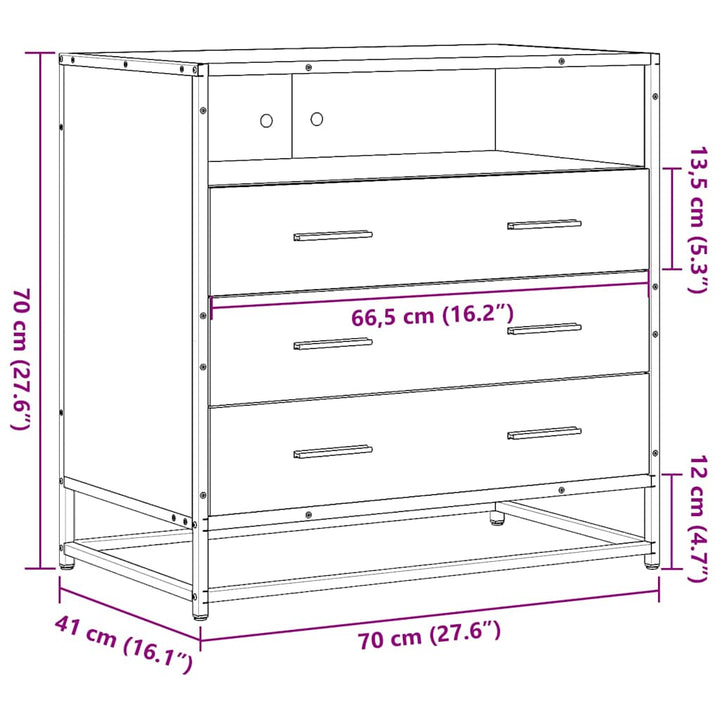 Schubladenschrank Sonoma-Eiche 70X41X70 Cm Holzwerkstoff