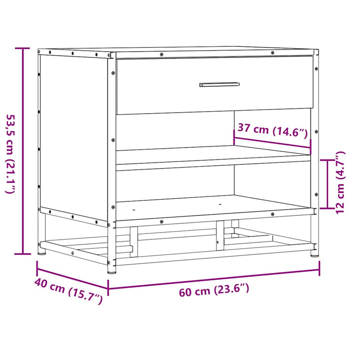 Schuhbank 60X40X53,5 Cm Holzwerkstoff Und Metall