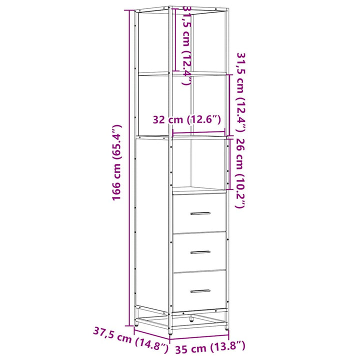 Badschrank 35X37,5X166 Cm Holzwerkstoff